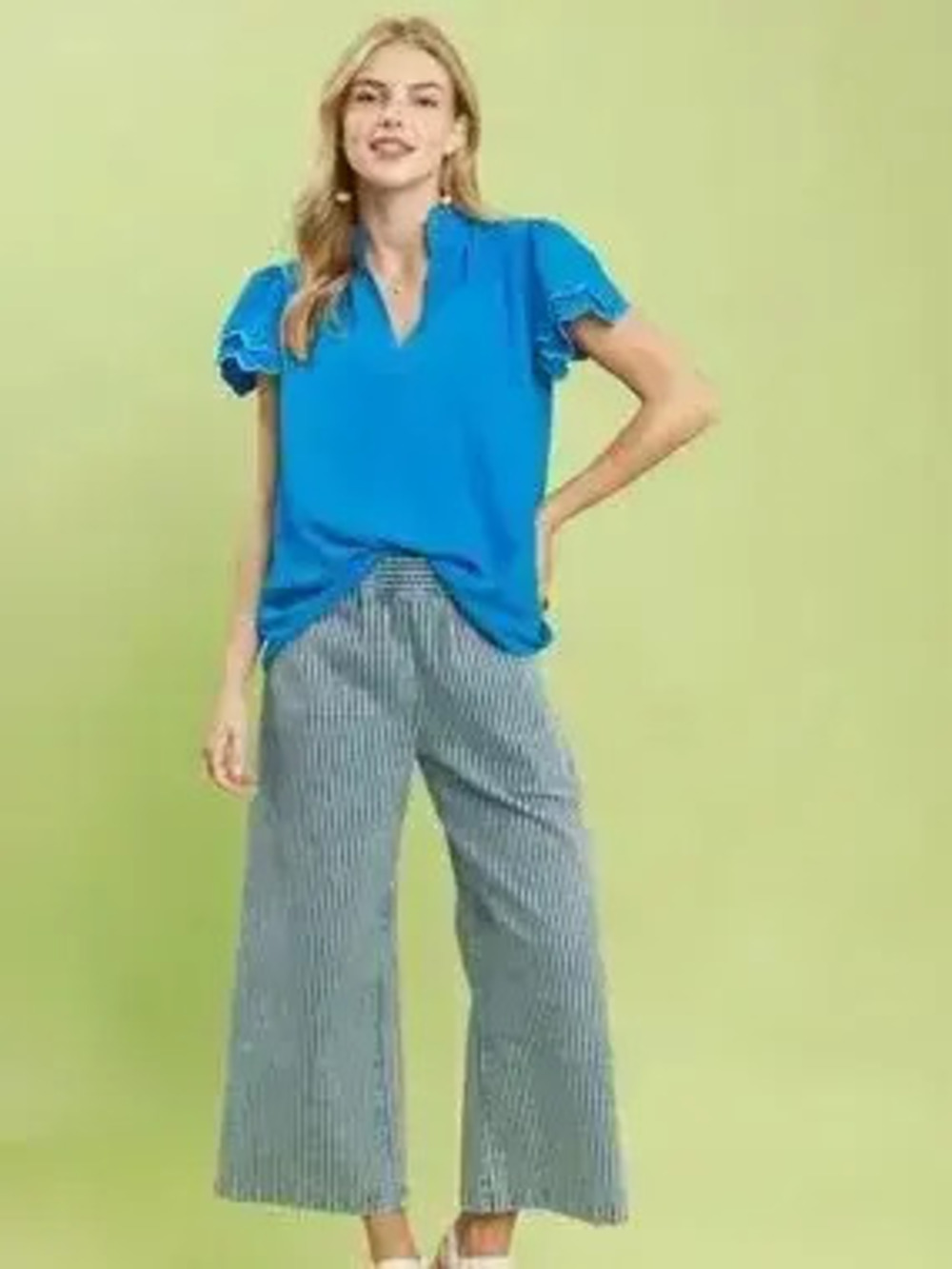 Umgee Scalloped Ruffle Sleeve Top - Picture 4 of 6